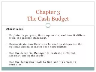 Chapter 3 The Cash Budget