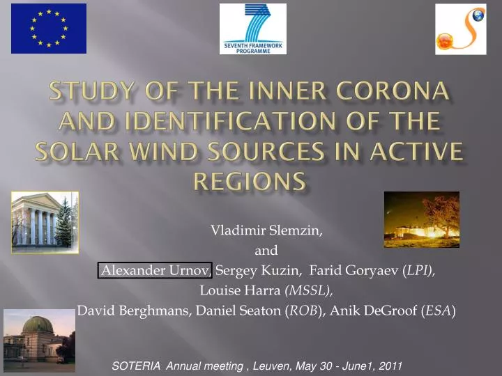 study of the inner corona and identification of the solar wind sources in active regions