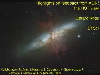 Highlights on feedback from AGN: the HST view Gerard Kriss STScI