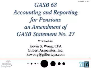 GASB 68 Accounting and Reporting for Pensions an Amendment of GASB Statement No. 27