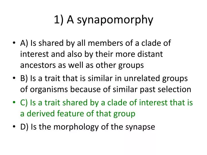 1 a synapomorphy