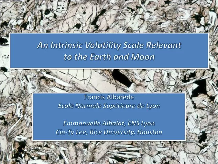 an intrinsic volatility scale relevant to the earth and moon