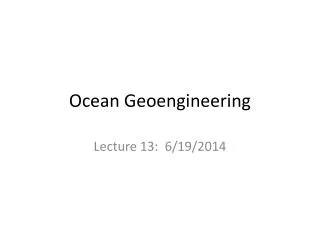 Ocean Geoengineering