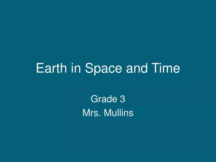 earth in space and time