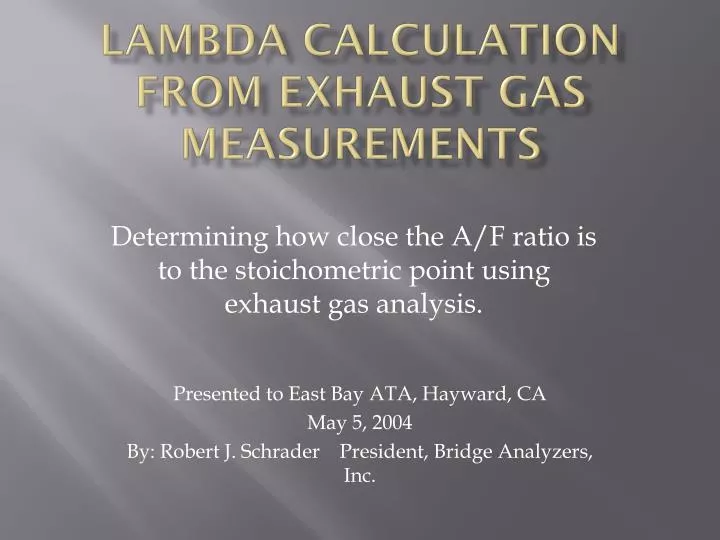 lambda calculation from exhaust gas measurements