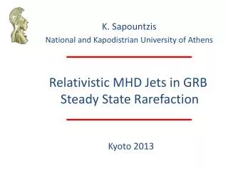 Relativistic MHD Jets in GRB Steady State Rarefaction