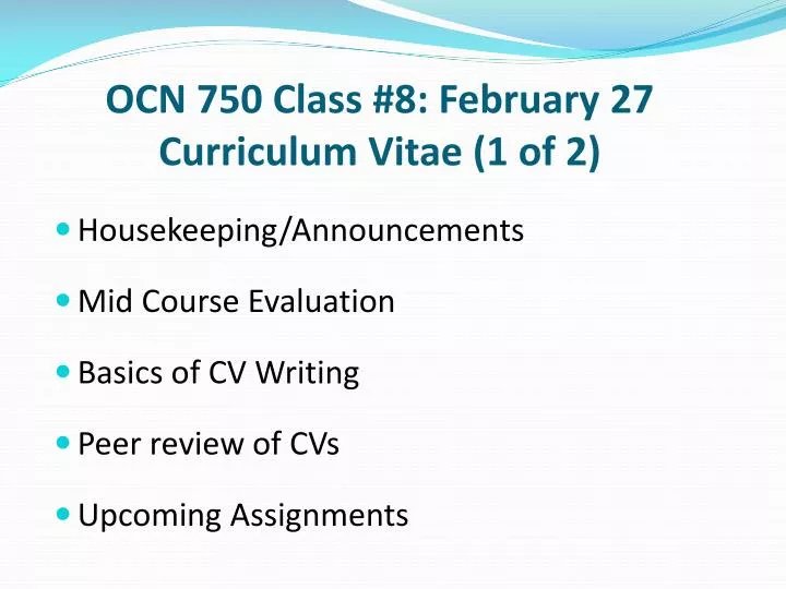 ocn 750 class 8 february 27 curriculum vitae 1 of 2