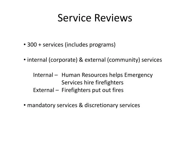 service reviews