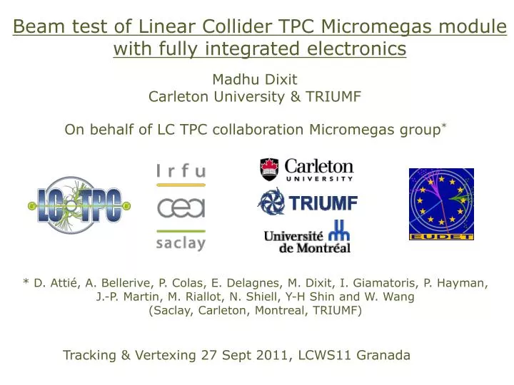 beam test of linear collider tpc micromegas module with fully integrated electronics
