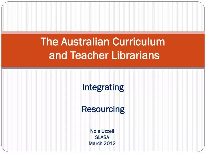 the australian curriculum and teacher librarians