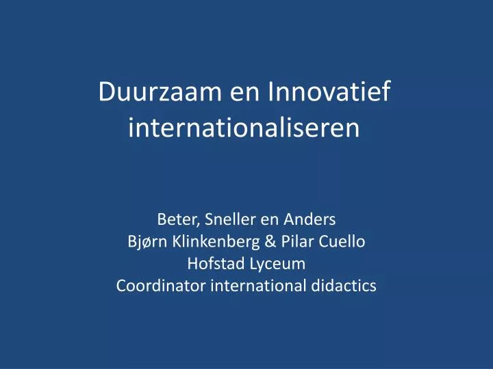 duurzaam en innovatief internationaliseren