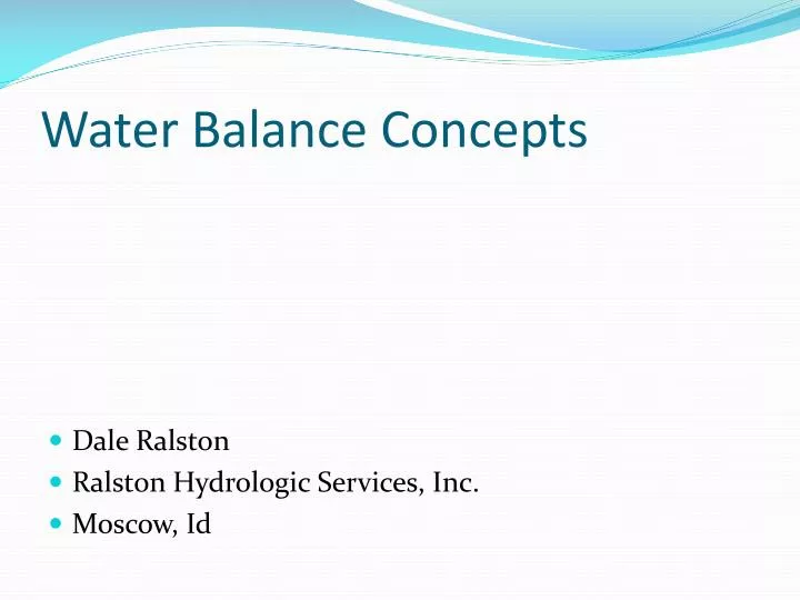 water balance concepts