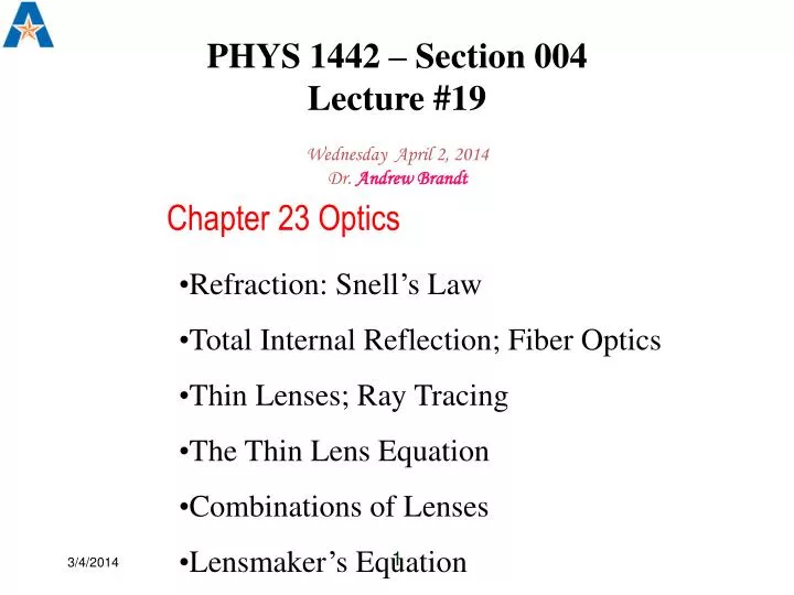 phys 1442 section 004 lecture 19