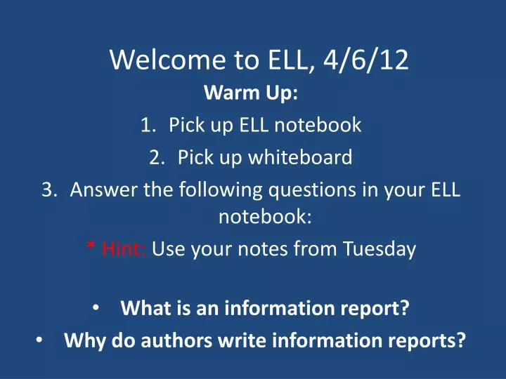 welcome to ell 4 6 12
