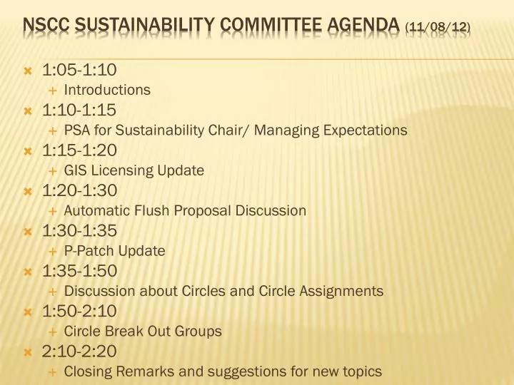 nscc sustainability committee agenda 11 08 12