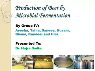 Production of Beer by Microbial Fermentation