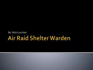 Air Raid Shelter Warden