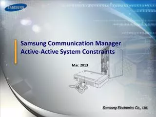 Samsung Communication Manager Active-Active System Constraints