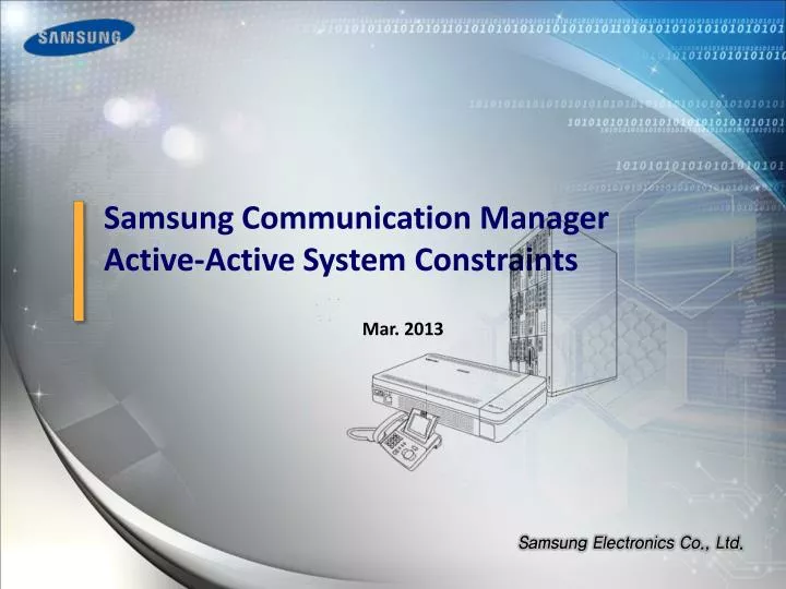 samsung communication manager active active system constraints