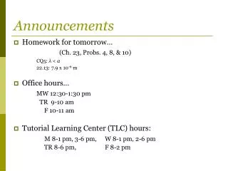 Announcements