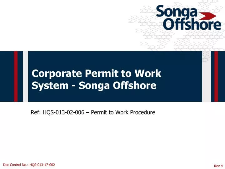 corporate permit to work system songa offshore