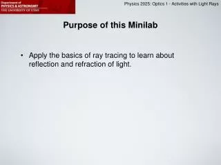 Purpose of this Minilab