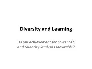 Diversity and Learning