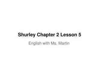 Shurley Chapter 2 Lesson 5