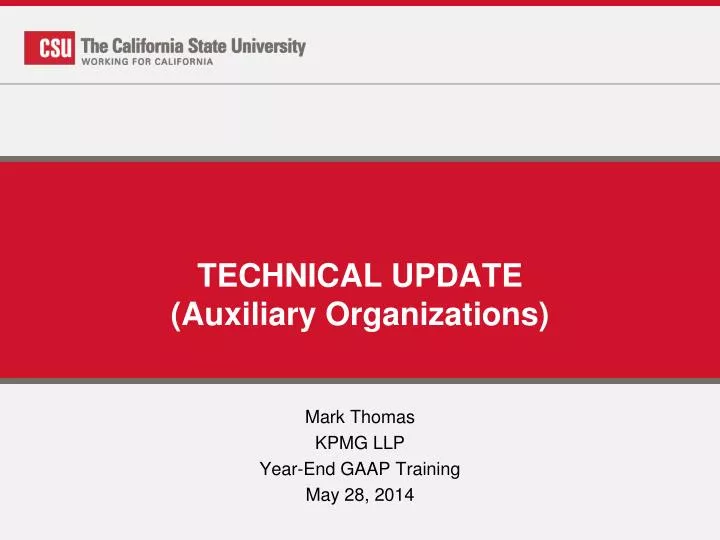 technical update auxiliary organizations