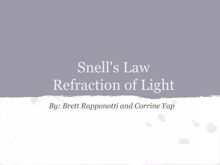 snell s law refraction of light