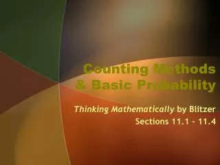 Counting Methods &amp; Basic Probability