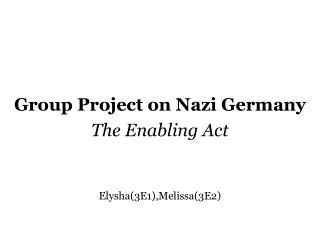 Group Project on Nazi Germany
