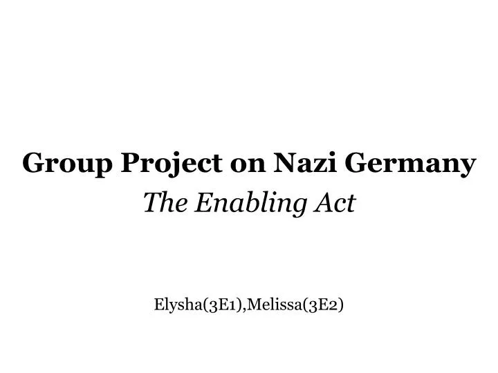 group project on nazi germany