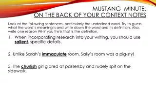 Mustang Minute: On the Back of your Context Notes