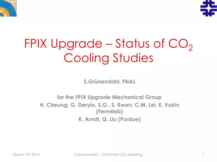 fpix upgrade status of co 2 cooling s tudies