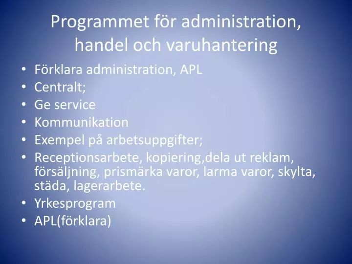 programmet f r administration handel och varuhantering