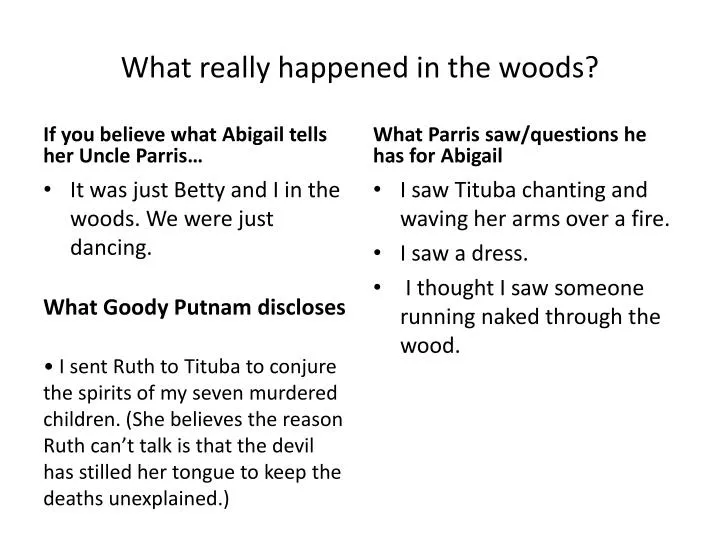 what really happened in the woods