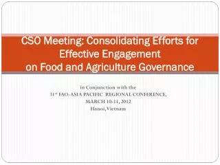 CSO Meeting: Consolidating Efforts for Effective Engagement on Food and Agriculture Governance