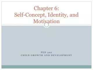 Chapter 6: Self-Concept, Identity, and Motivation