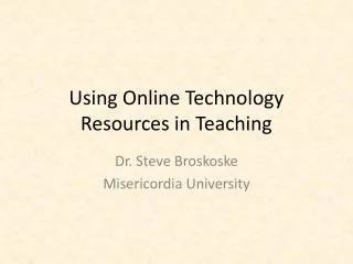 Using Online Technology Resources in Teaching