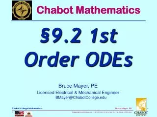 Bruce Mayer, PE Licensed Electrical &amp; Mechanical Engineer BMayer@ChabotCollege.edu