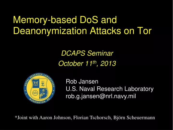 memory based dos and deanonymization attacks on tor
