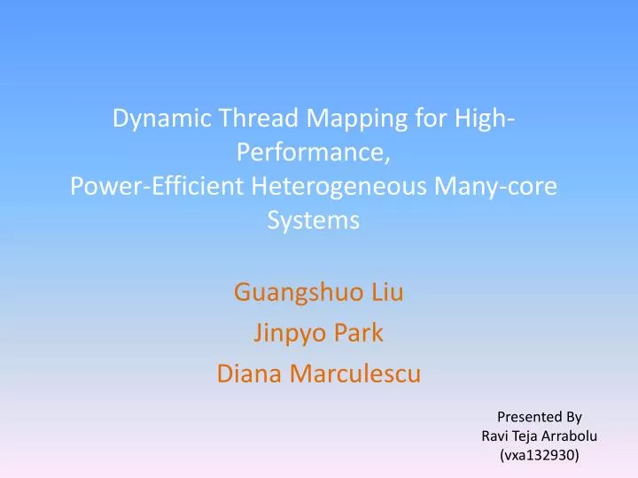 dynamic thread mapping for high performance power efficient heterogeneous many core systems