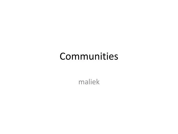 communities