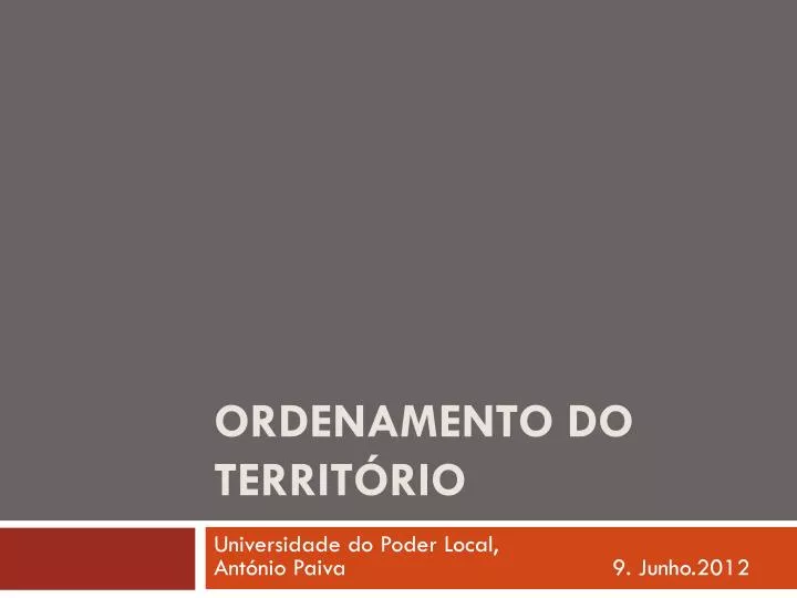 ordenamento do territ rio