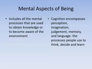 Mental Aspects of Being