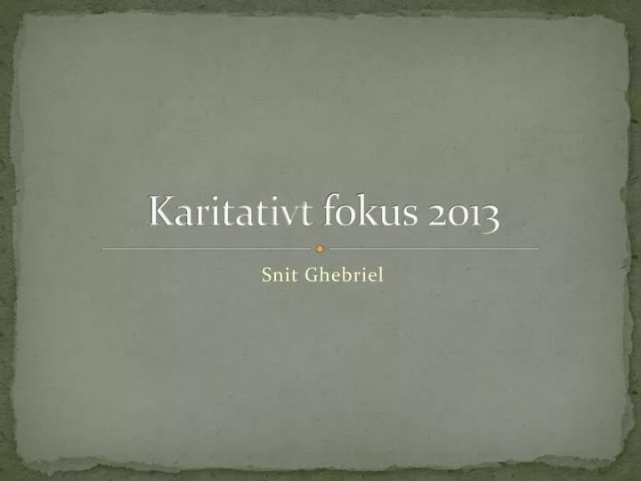 karitativt fokus 2013