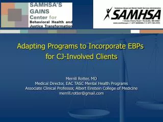 Adapting Programs to Incorporate EBPs for CJ-Involved Clients