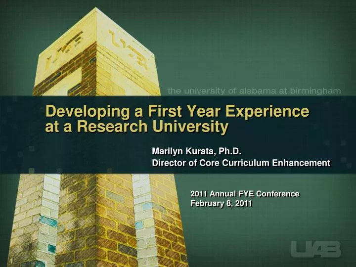 developing a first year experience at a research university