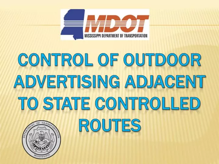 control of outdoor advertising adjacent to state controlled routes